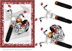 Red Hot Motorcycle - Decoupage Card