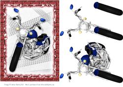 Cool Blue Motorcycle - Decoupage Card