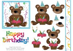 Confetti Birthday Bear - Decoupage Card