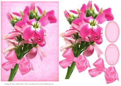 Spring Splendor Pink Floral Bouquet - Decoupage Card