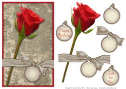 Exceptional Rose - Decoupage Card Front