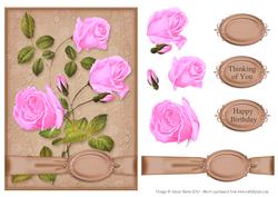 Perfectly Pink Roses - Decoupage Card