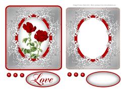 Lace Framed Red Roses - Decoupage Card