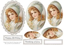 Victorian Girl in Bonnet - Oval Pyramid