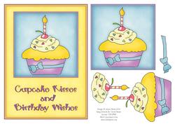 Cupcake Kisses and Birthday Wishes - Decoupage Card