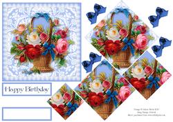 Basket of Roses and Lace - Pyramid Card