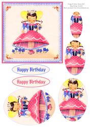 Lovely Little Birthday Girl - Pyramid Card