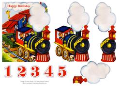 Birthday Train - Decoupage Card