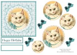 Victorian White Kitten Portrait - Pyramid Card