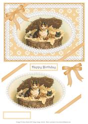 Cute Kittens in a Basket - Decoupage Card