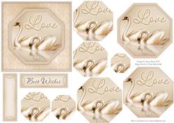 Romantic Swans - Octagon Pyramid Card