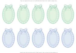 Mini Oval Lace and Ribbon Inserts - Green and Blue