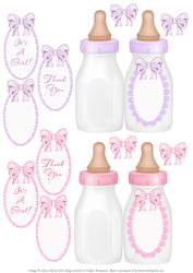 Baby Bottle - Mini Folded Cards for Baby Girl