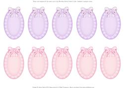 Mini Oval Lace and Ribbon Inserts - Purple and Pink