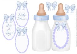 Blue Baby Bottle - Folded Card for Baby Boy