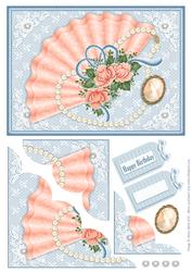 Elegant Fan with Pearls and Lace