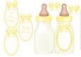 Yellow Baby Bottle - Folded Card for Boy or Girl