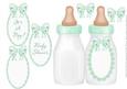 Green Baby Bottle - Folded Card for Baby Boy