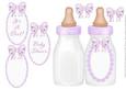 Purple Baby Bottle - Folded Card for Baby Girl