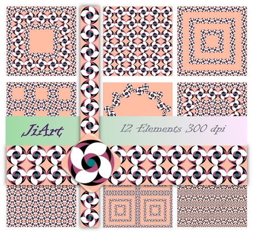  Floral Papers, Clipart, Border Patterns, Flower of luck