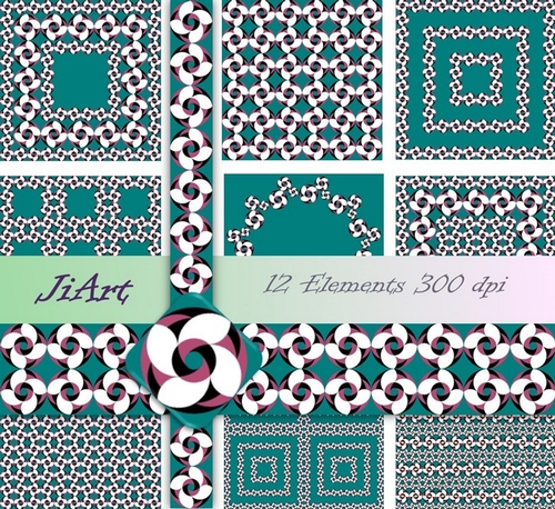  Floral Papers, Clipart, Border Patterns, Flower of luck