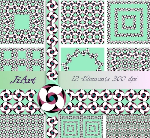  Floral Papers, Clipart, Border Patterns, Flower of luck