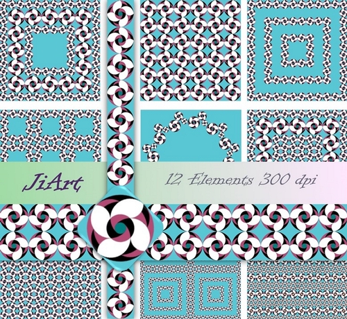  Floral Papers, Clipart, Border Patterns, Flower of luck