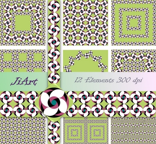  Floral Papers, Clipart, Border Patterns, Flower of luck