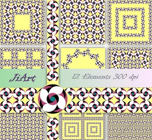  Floral Papers, Clipart, Border Patterns, Flower of luck