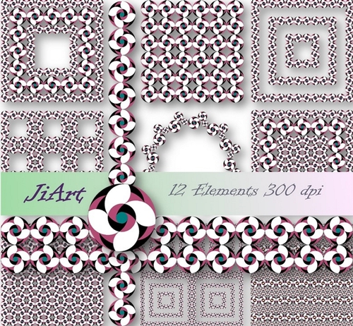  Floral Papers, Clipart, Border Patterns, Flower of luck