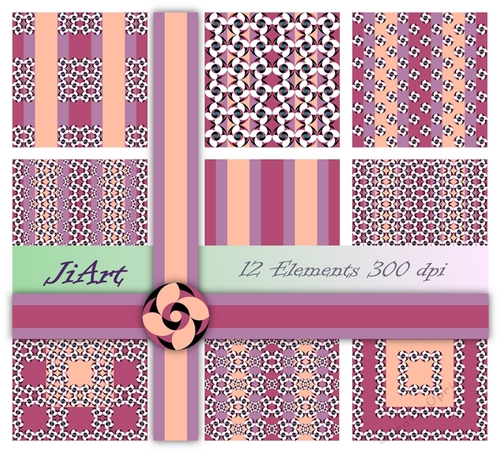  Floral Papers, Clipart, Border Patterns, Flower of luck