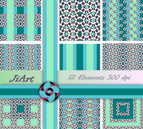  Floral Papers, Clipart, Border Patterns, Flower of luck