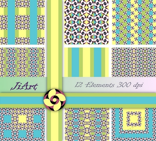  Floral Papers, Clipart, Border Patterns, Flower of luck