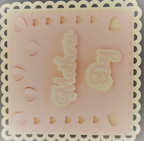 Layered pop up/cut out hearts Mothers Day SVG card topper.