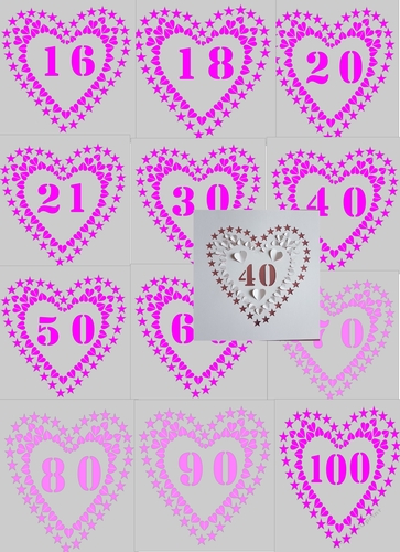 16 - 100 pop up hearts/cut out stars NUMBERS svg FILES.