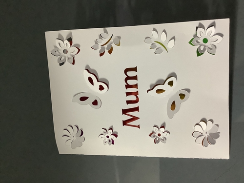 Mum pop up cut out flowers and butterfly card cutting file.