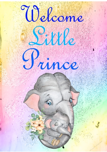 Rainbow background New Baby Boy PNG file.