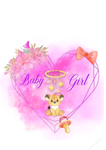 Baby Girl Safari Lion Cub PNG and JPEG.
