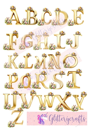 Easter Alphabet A-Z PNG for sublimation digital download