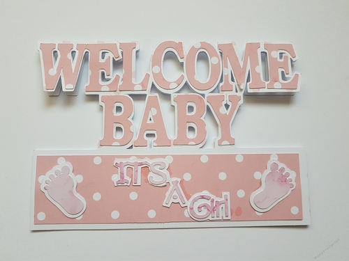 Welcome new baby girl card cutting file