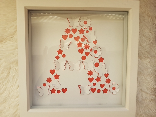 Letter A floral cut out with 3d raised butterflies and flowers.SVG cutting file.