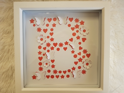 Letter B floral cut out with 3d raised butterflies and flowers.SVG cutting file.