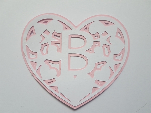 Letter B floral cut out  heart design SVG cutting file.