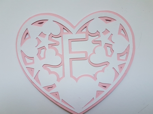 Letter F layered heart SVG Cutting file.Digital download.
