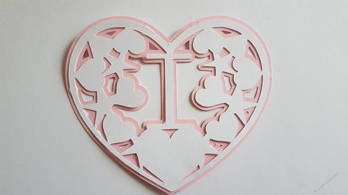 Letter I layered heart SVG Cutting file.Digital download.