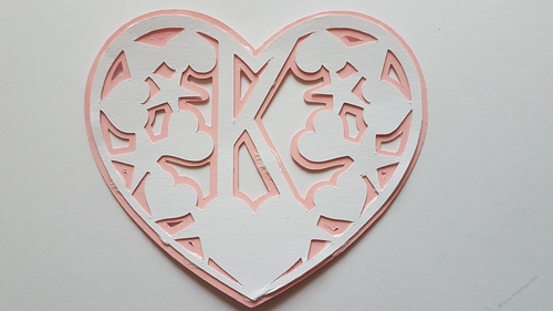 Letter K  layered heart SVG Cutting file.Digital download.