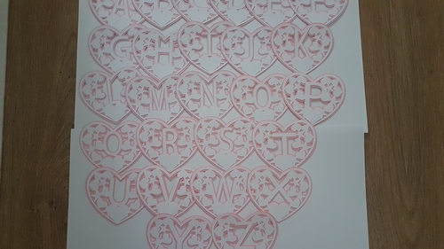 Heart layered full Alphabet SVG Cutting files.