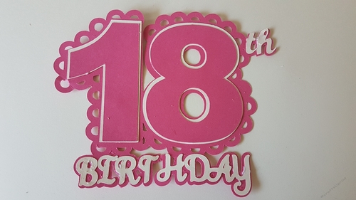 18th Birthday scalloped edge layered card topper svg file.