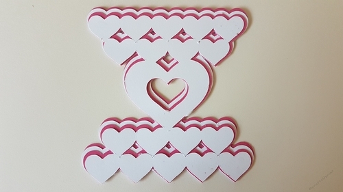 drop shadow hearts layered card topper svg file.