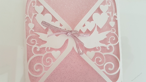 Love birds & Hearts intricate cut gatefold card/invitation SVG fie.